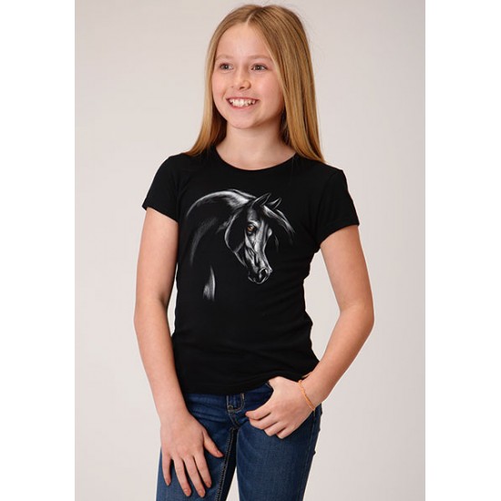 T-shirt Roper cheval noir enfant 