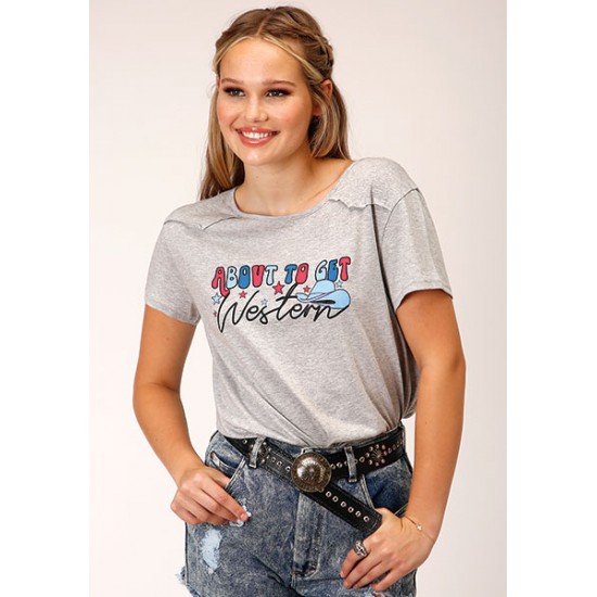 T-shirt Roper gris '' About to get western '' femme 