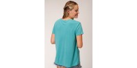 T-shirt Roper turquoise cheval gris femme 