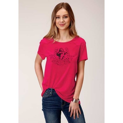 T-shirt Roper rose fer à cheval femme 