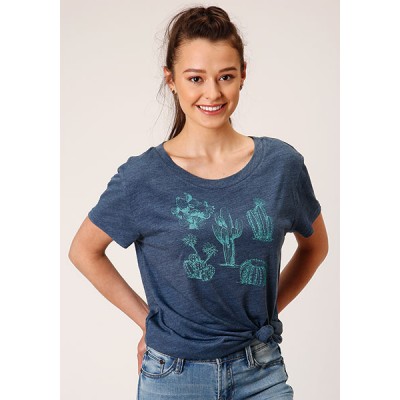 T-shirt Roper navy cactus femme 