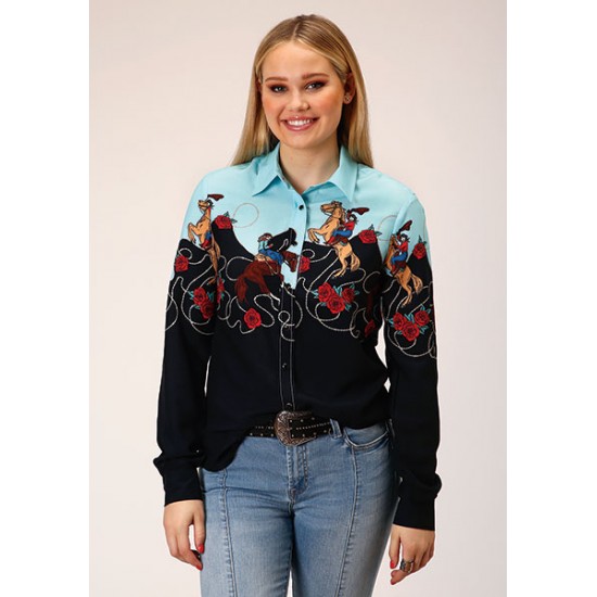 Blouse Roper turquoise cowgirl femme  