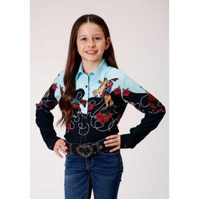 Blouse Roper turquoise cowgirl enfant 