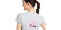 T-shirt Ariat gris logo rose femme 