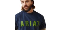 T-shirt Ariat Rebar coton navy et lime homme 