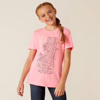 T-shirt Ariat botte de cowboy rose enfant 