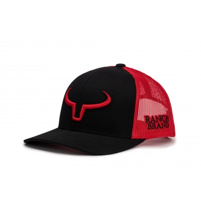 Casquette Ranch Brand Rancher noir mesh rouge logo rouge