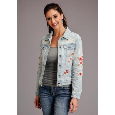Jacket jeans Stetson broderie floral femme 