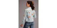 Jacket jeans Stetson broderie floral femme 