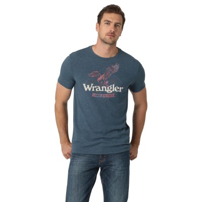 T-shirt Wrangler bleu aigle homme 