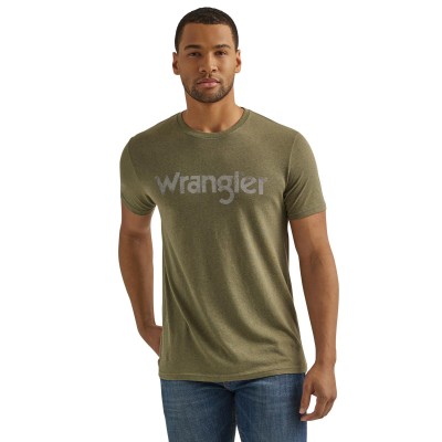 T-shirt Wrangler vert logo gris homme 