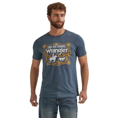 T-shirt Wrangler bleu cowboy roping homme 