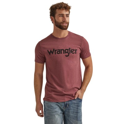 T-shirt Wrangler bourgogne logo noir homme 