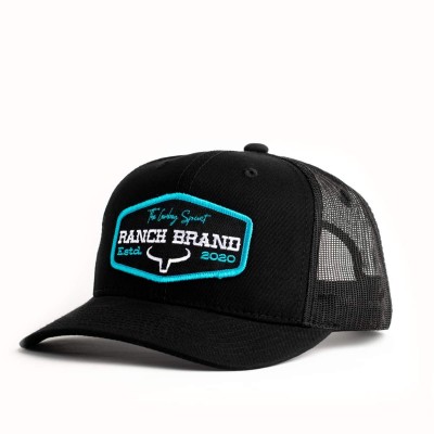 Casquette Ranch Brand patch noir logo turquoise 
