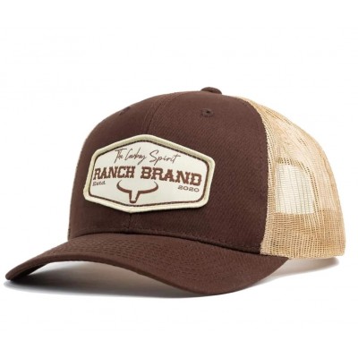 Casquette Ranch Brand patch brun logo beige