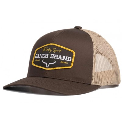 Casquette Ranch Brand patch brun logo jaune 