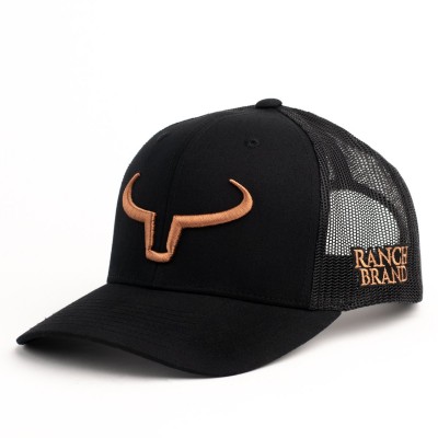 Casquette Ranch Brand Rancher noir logo cuivre 
