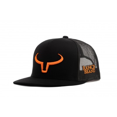 Casquette Ranch Brand Rancher noir logo orange 