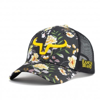Casquette Ranch Brand fleur 6 logo jaune ponytail