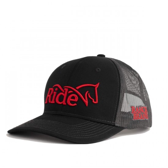 Casquette Ranch Brand Ride noir logo rouge 