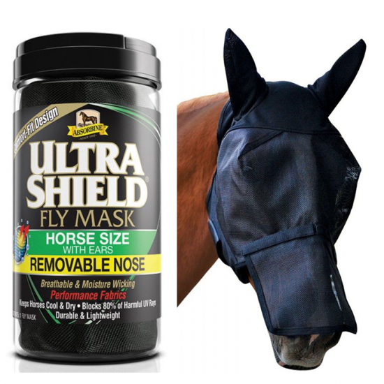 Ultrashield Absorbine Masque mouche avec nez cheval